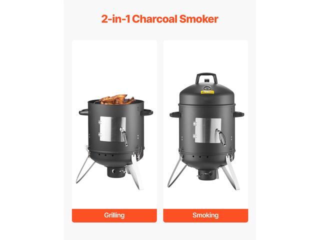 Charcoal Smoker, 16' Vertical Charcoal BBQ Grill, Coated Steel Barbecue Smoker with 2 Grilling Grates, Thermometer, Air Vents & Removable Ash Tray,...