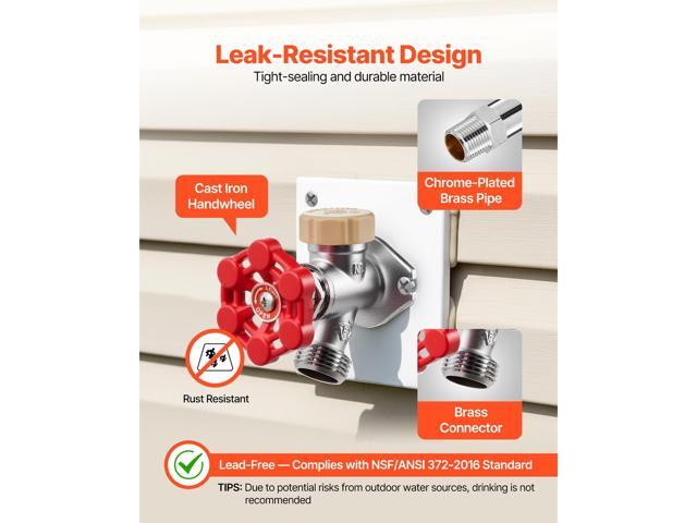 Anti-Siphon Frost-Proof Sillcock, 12' Freeze Proof Outdoor Faucet Bib with Backflow Preventer, 1/2' Push-to-Fit Connector X 3/4' Hose Bibb, No Lead...