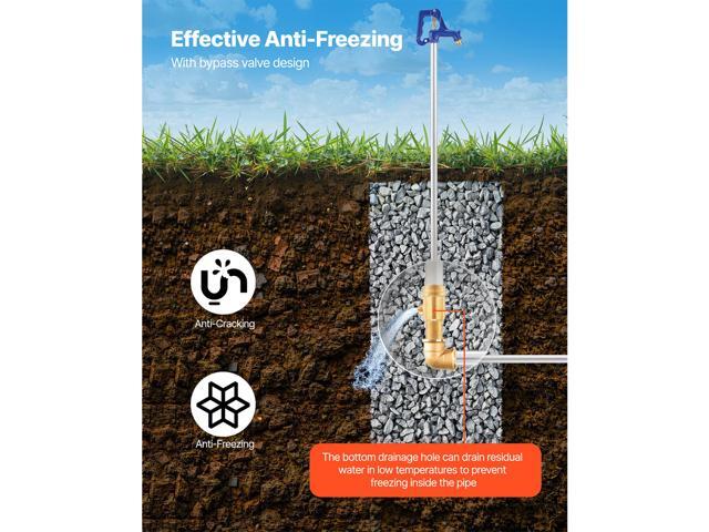 Frost Proof Yard Hydrant, 6.22FT Freeze-Proof Outdoor Faucet with 48' Bury Depth, 3/4' NPT Pipe Connection & 3/4' NH Hose Coupling, No Lead...