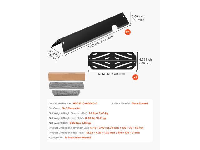 Flavorizer Bars and Heat Deflectors, 17 in Grill Replacement Part, for Weber Genesis ll 310 315 335 340, E/S 325s, ES/SX 325s, E/S 335,...