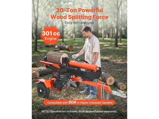 30 Tons Log Splitter, 306CC Engine, Powered Wood Splitter with 2' Ball Coupler, Auto Return, Vertical & Horizontal Mode, Firewood Splitting Wedge...
