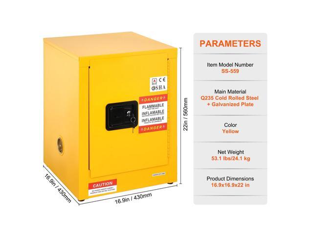 Flammable Safety Cabinet, 12 Gal, Cold-Rolled Steel Flammable Liquid Storage Cabinet, 16.9 x 16.9 x 22 in Explosion Proof with 1 Adjustable Shelf 1...