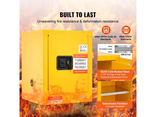 Flammable Safety Cabinet, 12 Gal, Cold-Rolled Steel Flammable Liquid Storage Cabinet, 16.9 x 16.9 x 22 in Explosion Proof with 1 Adjustable Shelf 1...