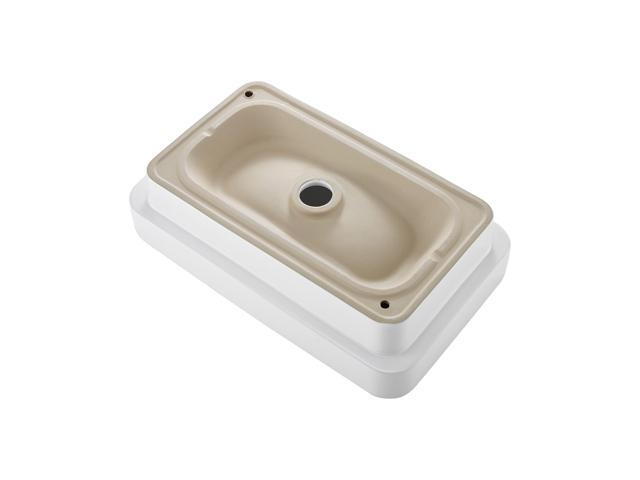 Semi Recessed Bathroom Sink, 19.29 x 12.01 Inch Rectangular White Ceramic Vessel Sink with 1-3/4 Inch Drain Hole, Drop in Modern Lavatory Vanity...
