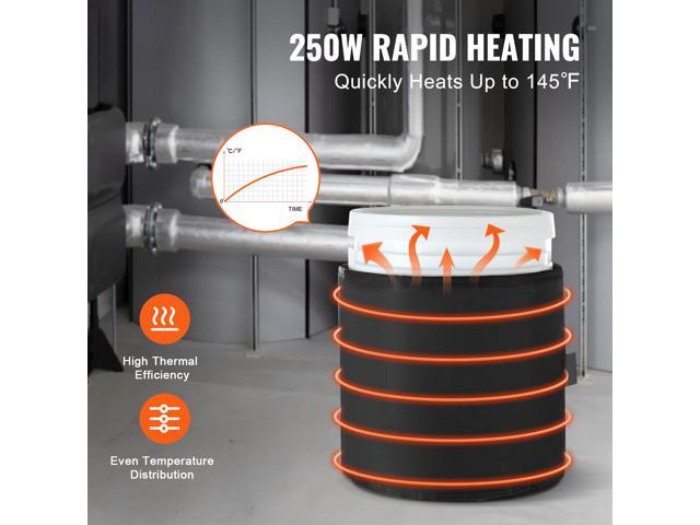 Metal Drum Heater, 250 Watt, Pail Heating Band for 5 Gallon Barrel, 0-145 Adjustable with Independent Thermostat, Waterproof Oxford Fabric High...