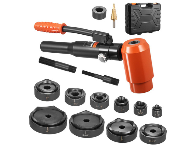 VEVOR Knockout Punch Set, 15 Ton Hydraulic Knockout Set, 1/2' to 4' KO Tool Kit Hole Making Tool, KO Tools Kit W/10 Dies for Metal Electrical...