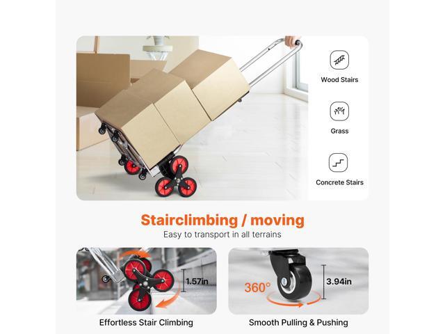 Stair Climbing Cart, 260 lbs Capacity Stair Climber Hand Truck and Dolly, Heavy-Duty Folding Trolley Cart with Telescoping Handle, 10 Wheels & 2...