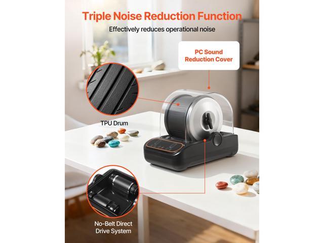 Rock Tumbler, 3 lb Rock Polishing Machine, Rocks Tumbling Kit with 4-Speed Adjustment, 19 Day Timer, PC Sound Reduction Cover & TPU Drum, Direct...