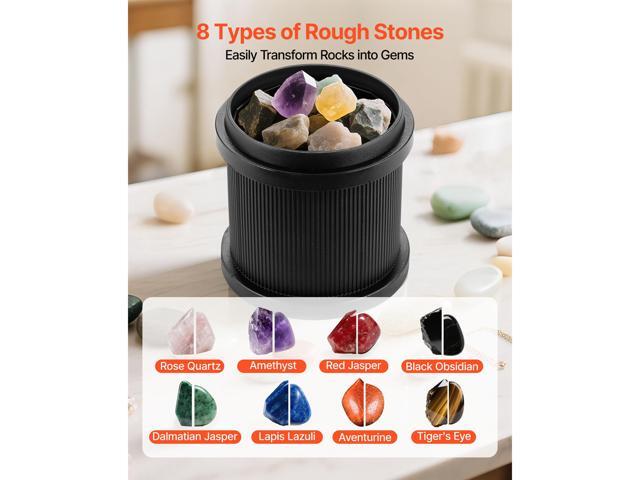 Rock Tumbler Kit, 2 lbs Rock Polishing Kit, 4 Speed Settings 9-Day Polishing Timer Stone Polishing Kit, Rock Polisher with Rough Gemstones and...
