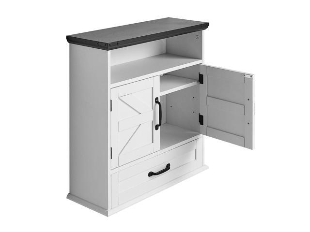 Bathroom Wall Cabinet, 2 Doors & Adjustable Shelf, Over the Toilet Storage Medicine Cabinet Wall Mounted, Hanging Organizer with Drawer & Open...