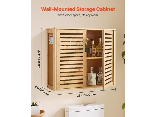 Bathroom Wall Cabinet, 2 Doors and Adjustable Shelf with 3 Height Levels, Over the Toilet Storage Medicine Cabinet Wall Mounted, Hanging Organizer...