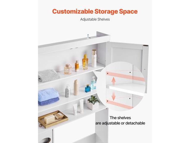 Over The Toilet Storage Cabinet, 67.44 in Height Bathroom Storage Organizer with Double Door and Adjustable Shelf, Bathroom Space Saver Organizer...