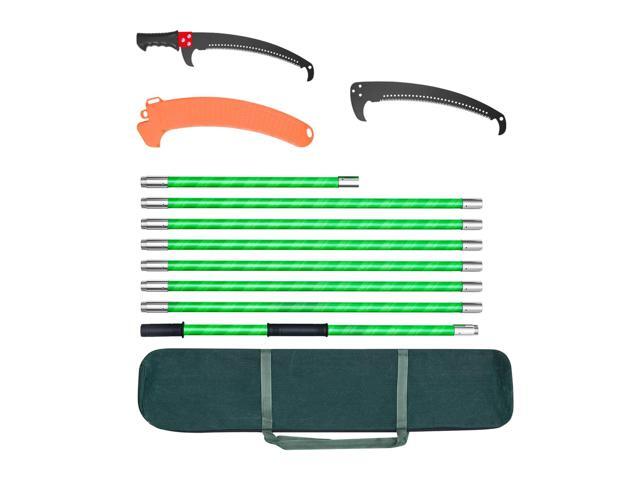 Manual Pole Saw, 3.87-27 ft Extendable Pole Tree Pruner, Sharp 65Mn Steel Blade, Lightweight Fiberglass Handle Pole, Double-Hook Saw for High...