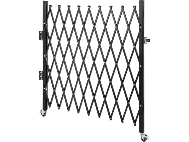 Single Folding Security Gate, 74'W x 51.57'H Folding Door Gate, Steel Accordion Security Gate, Flexible Expanding Security Gate, 360° Rolling...