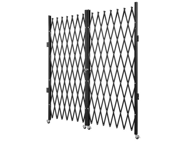 Double Folding Security Gate, 5/' H x 10/' W Folding Door Gate, Steel Accordion Security Gate, Flexible Expanding Security Gate, 360° Rolling...