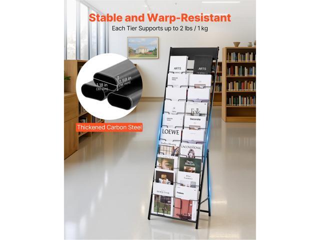 Brochure Display Rack, 20 Pockets Magazine Literature Display Stand, Portable Floor Standing Magazine Rack, Metal Newspaper Catalog Holders for...