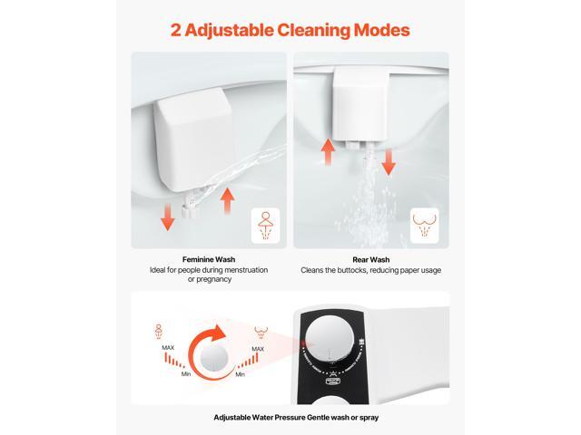 Bidet Attachment for Toilet, Non-Electric Bidet Toilet Seat Attachment - Dual Retractable Nozzles, Adjustable Water Pressure, Easily Installed...