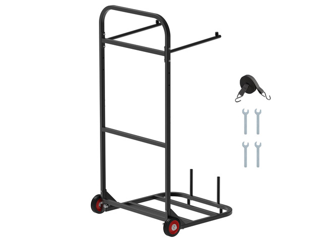 Folding Chair Rack, 100 LBS Capacity, Heavy-duty Chair Cart for Hanging 10 Chairs, Multi-Function Metal Chair Storage Dolly with Rubber Wheels,...