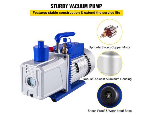 Vacuum Pump 12CFM 1HP Vane Vacuum Pump Two Stage 3 x 10-1 Pa Ultimate HVAC Rotary Auto AC Refrigerant Vacuum Pump, for Automobile Reparation Vacuum...