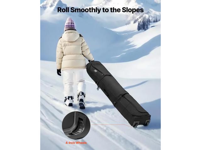 Ski Roller Bag, Up to 68.9 in/175 cm, Padded Snowboard Bag with Wheels for Air Travel, 600D Waterproof Oxford Fabric, with Adjustable Straps, for...