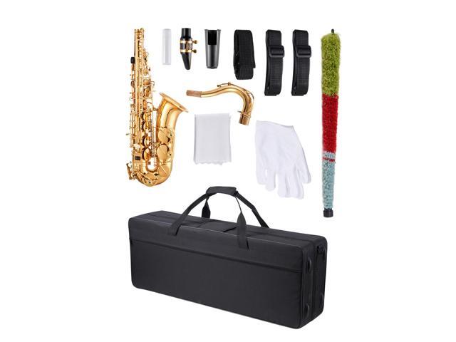 Tenor Saxophone, B Flat, Professional Brass Saxophone Beginner Kit with Carrying Case, Mouthpiece, Straps, Cleaning Cloth, Gloves, Neck Strap, 23...