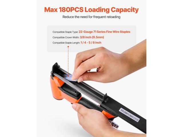 Pneumatic Staple Gun, 22 Gauge Air Upholstery Stapler for 71 Series Fine Wire Staples 3/8' Crown 1/4'-5/8' Length, Max 180PCS Loading Air Staple...