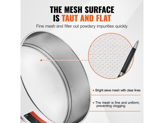 Flour Sieve Fine Mesh, 12 Mesh Flour Sifter, 304 Stainless Steel Fine Mesh Sifter Food-grade, Dia. 12.6' Fine Mesh Strainers for Baking, 5 Sizes...