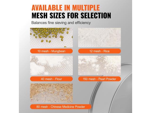 Flour Sieve Fine Mesh, 150 Mesh Flour Sifter, 304 Stainless Steel Fine Mesh Sifter Food-grade, 12.6' Fine Mesh Strainers for Baking, 5 Sizes Mesh...