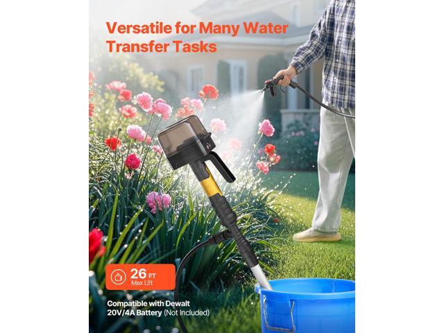 Cordless Stick Water Transfer Pump, 528GPH, Portable Sump Pump with NPT3/4' Garden Hose, Compatible with Dewalt 20V MAX Battery (No Battery),...