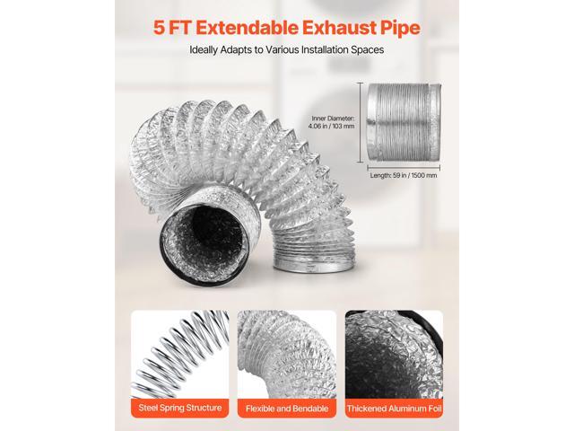 3-in-1 Indoor Dryer Vent Kit, with Bucket for Electric Dryer with 4-Inch by 5-Feet Extendable Exhaust Hose, Premium Quality & Light Weight & No...