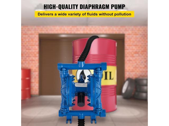 Air-Operated Double Diaphragm Pump, 1/2 in Inlet & Outlet, Cast Iron Body, 3 GPM & Max 90 PSI, Nitrile Diaphragm Pneumatic Transfer Pump for...