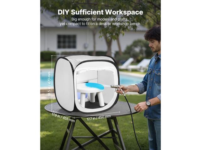 Portable Paint Booth Tent, 15.94 x 15.94 x 16.9 inch Pop-Up Portable Spray Paint Tent with Mesh Door, Spray Painting Tents for Small Models,...