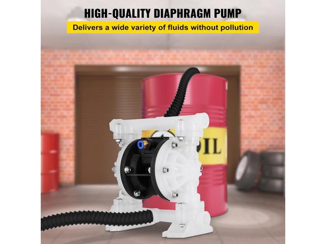 Air-Operated Double Diaphragm Pump, 1/2 in Inlet & Outlet, Polypropylene Body, 8.8 GPM & Max 120PSI, PTFE Diaphragm Pneumatic Transfer Pump for...