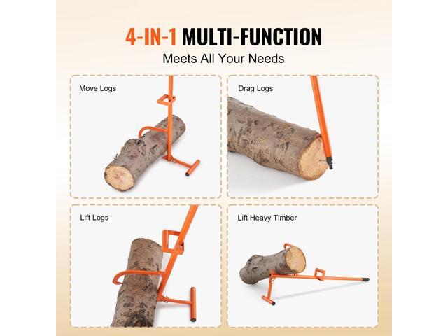 Timberjack, 46.5 in, 4 in 1 Heavy Duty Steel Log Lifter, Multifunctional Log Roller Adjustable Cant Hook, Logging Tools Log Jack, Forestry...