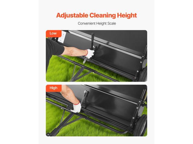 Tow Behind Lawn Sweeper, 48 in Pull Behind Yard Sweeper, 26 cu. ft Hopper Bag Capacity, Leaf & Grass Collector with Dumping Rope, Adjustable...