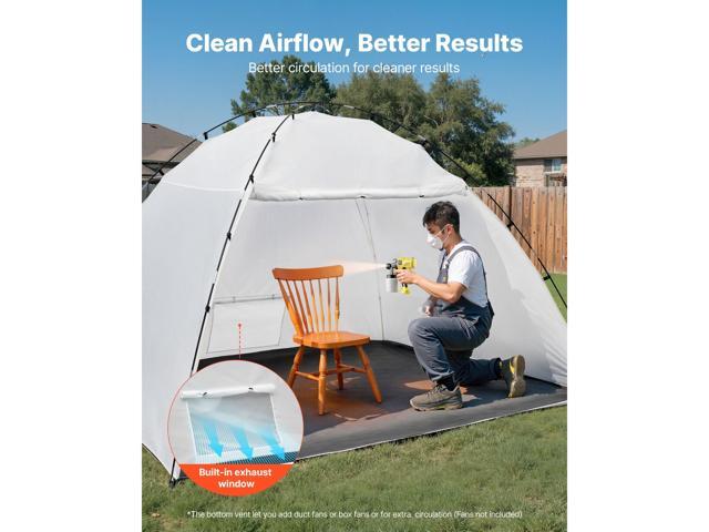 Portable Paint Booth Tent, 116.14 x 114.96 x 79.53 inch Painting Tent Station, Spray Shelter with Built-in Floor & Mesh Screen, Large Space, Oxford...