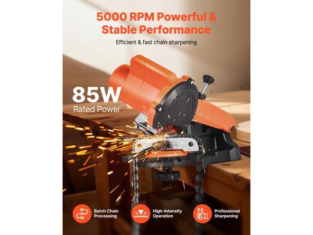 Electric Chainsaw Sharpener, 85W Bench Saw Chain Sharpener 5000RPM, Professional Chainsaw Sharpening Tool with 2 Grinding Wheels for Woodworking,...