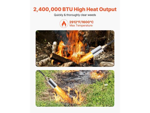 Propane Torch Weed Burner, High Output 2,400,000 BTU with 10 ft Hose, Heavy Duty Blow Torch with Adjustable Flame and Turbo Trigger Push Button...