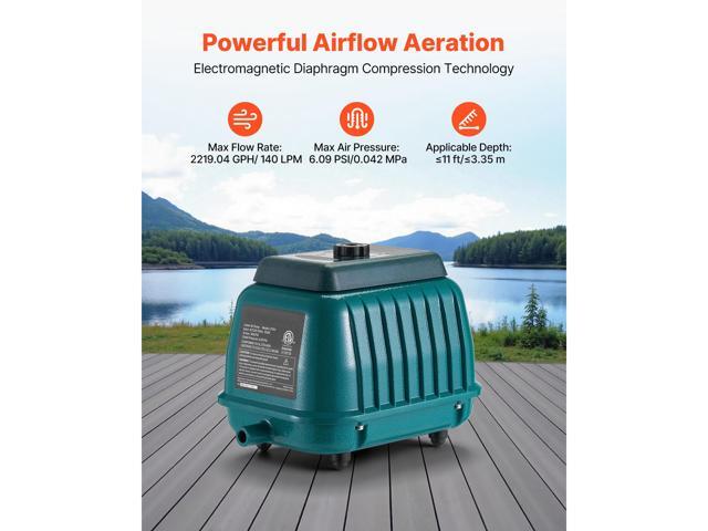 Linear Air Pump, 2219.04 GPH Air Flow, Septic Aerator Pump, Aeration System for 11 ft Deep Ponds, Fit for Septic Tanks, Aquariums, Waste Treatment,...