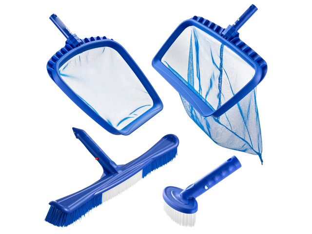 Swimming Pool Cleaning Kit, Includes 2 Detachable Brush Heads (20 Inch / 5.5 Inch) and 2 Pool Skimmer Nets, 4-in-1 Inground/Above Ground Pools...