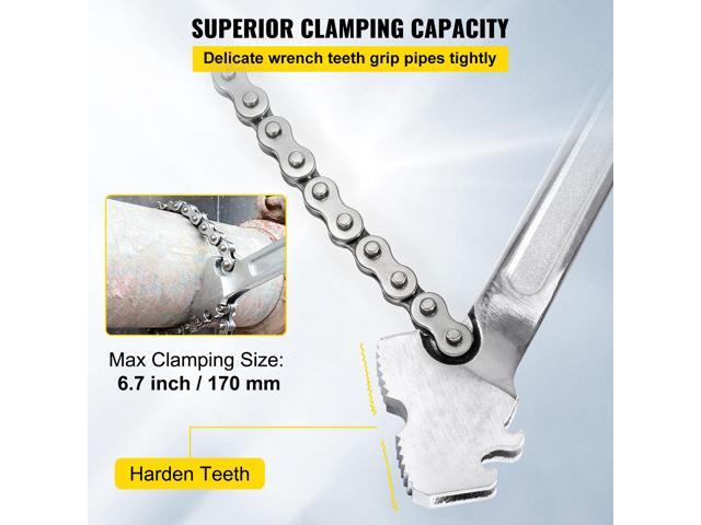 24inch Chain Wrench Carbon Steel Chain Pipe Wrench Heavy Duty 6.7 inch Diameter Capacity Chain Strap Filter Wrench