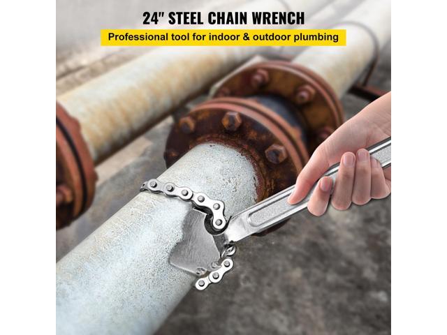 24inch Chain Wrench Carbon Steel Chain Pipe Wrench Heavy Duty 6.7 inch Diameter Capacity Chain Strap Filter Wrench