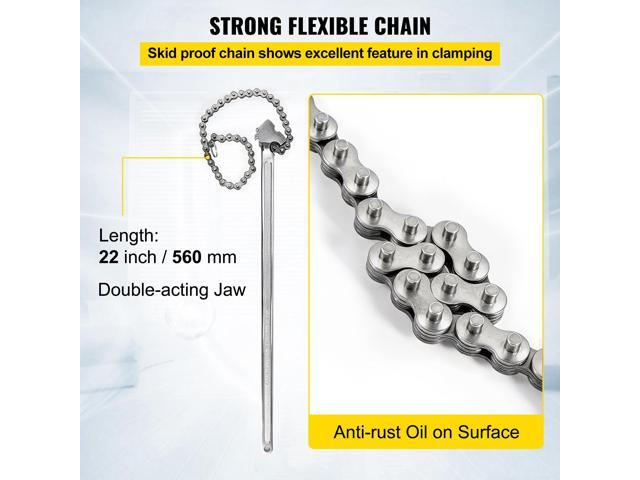 24inch Chain Wrench Carbon Steel Chain Pipe Wrench Heavy Duty 6.7 inch Diameter Capacity Chain Strap Filter Wrench