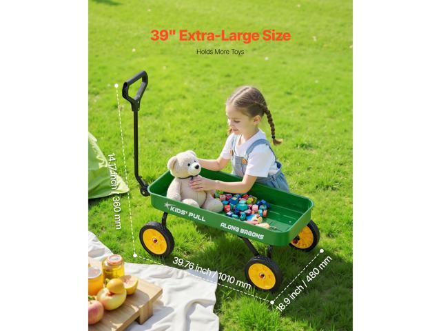 Pull-Along Wagon for Kids, 39 inch Toddler Wagons, Supports up to 176 lbs, All-Terrain Wagons with Handle, Utility Wagon Cart Birthday Present for...