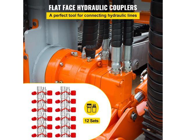 Skid Steer Hydraulic Quick Connect 1/2/' Body Hydraulic Coupler 1/2/' NPT Hydraulic Coupling Quick Connect 2 Pairs Hydraulic Quick Coupler 27.6 MPa...