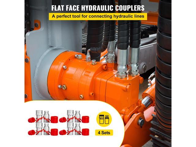 Hydraulic Coupler 1/2 Body with 1/2' NPT Thread 27.6 MPa Hydraulic Quick Connect 4 Pairs Hydraulic Coupling Quick Connect 45.5 L/min Hydraulic...