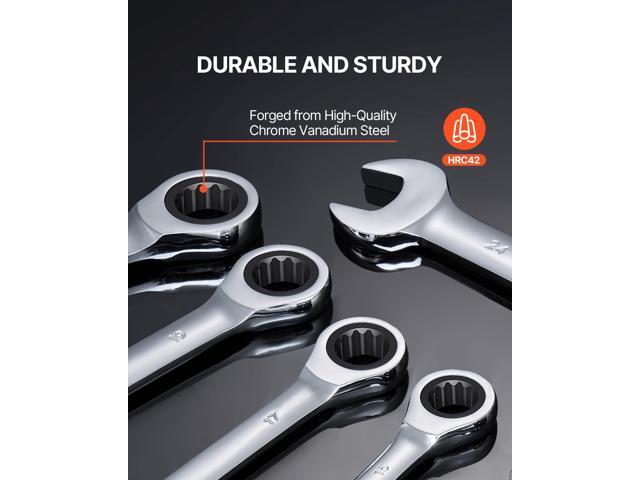 Combination Wrench Set, 16-Piece Ratcheting Wrench Set with Organizer Rack, Cr-V Steel Wrench Set Metric 8 mm to 24 mm, Ideal for General...