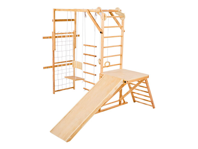 VEVOR Indoor Playground Jungle Gym 8-in-1 Wooden Indoor Playground for Kids