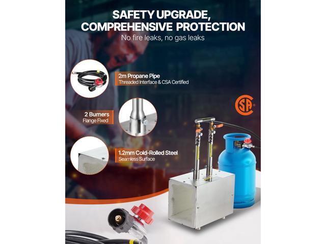 Portable Propane Forge, 2 Burners, 2600 Tool and Knife Making Blacksmithing Farrier Forge, Large Capacity Square Shape, Stainless Steel Gas Forging...