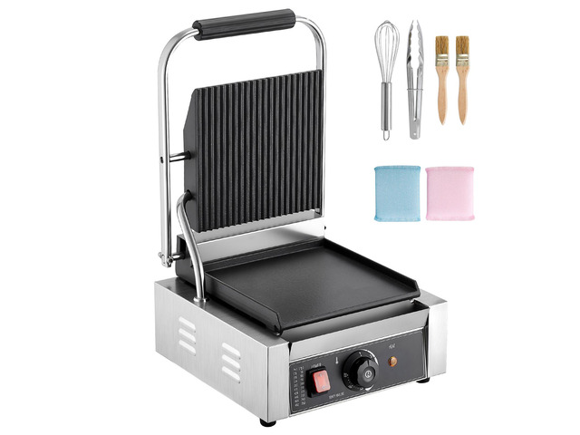Commercial Panini Grill, 1800W Electric Sandwich Panini Maker, Stainless Steel Sandwichs Press Grill with Handle and Temp Control, 8.8x9 in Flat...